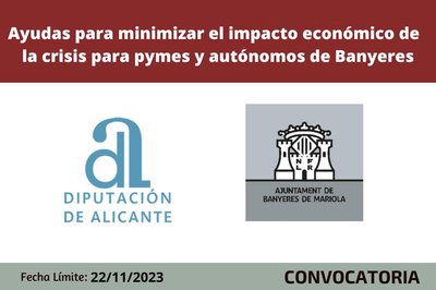 Ayudas para minimizar el impacto econ�mico que la crisis est� suponiendo sobre pymes, micropymes y aut�nomos de Banyeres