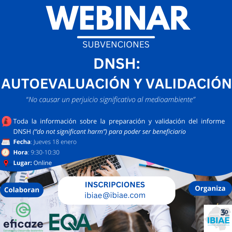 Webinar (subvenciones): DNSH, autoevaluaci�n y validaci�n