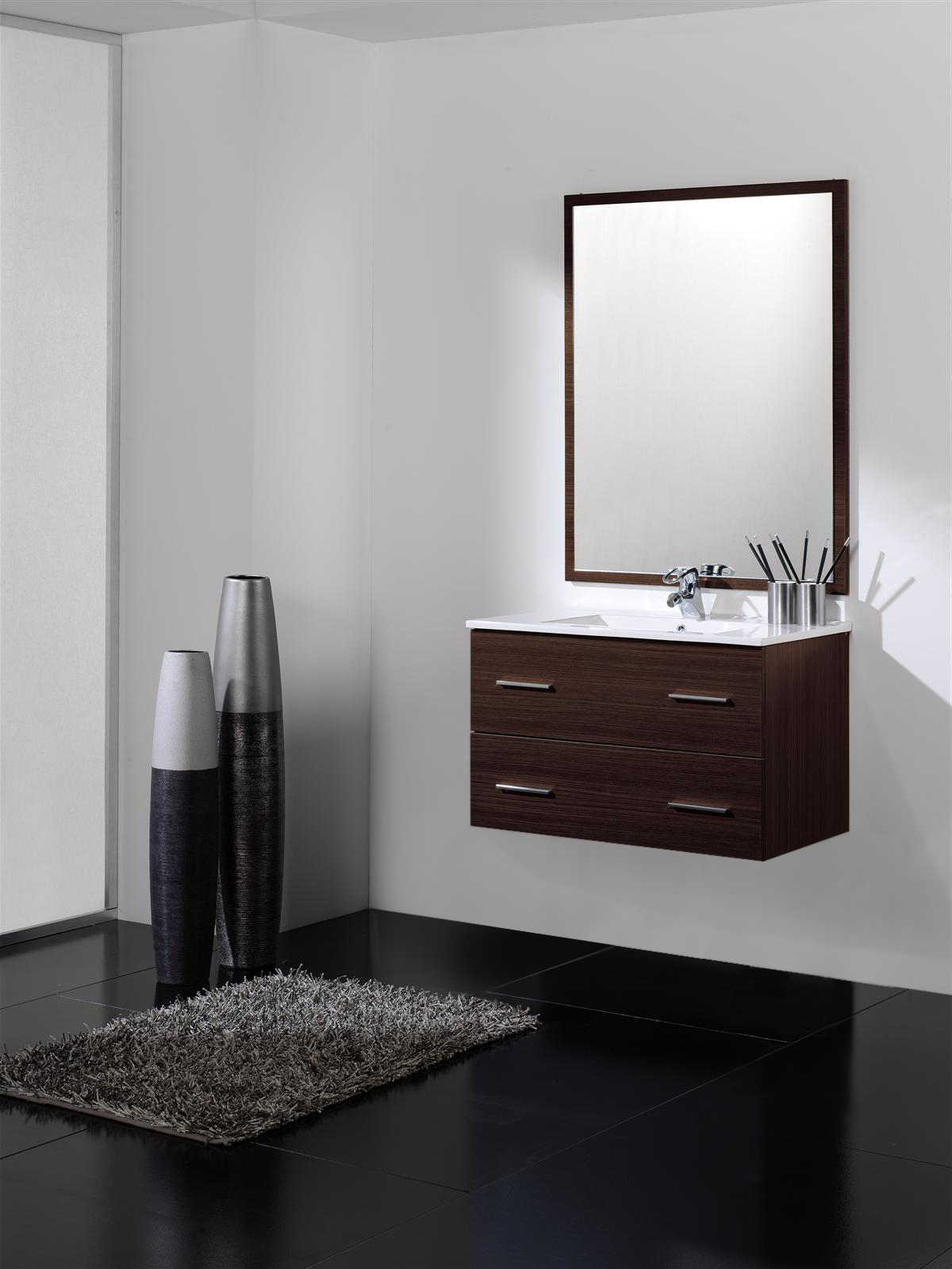 Mueble de ba�o wengue - 2 cajones Suspendido Incluye Lavabo (Ref: queen208we)  