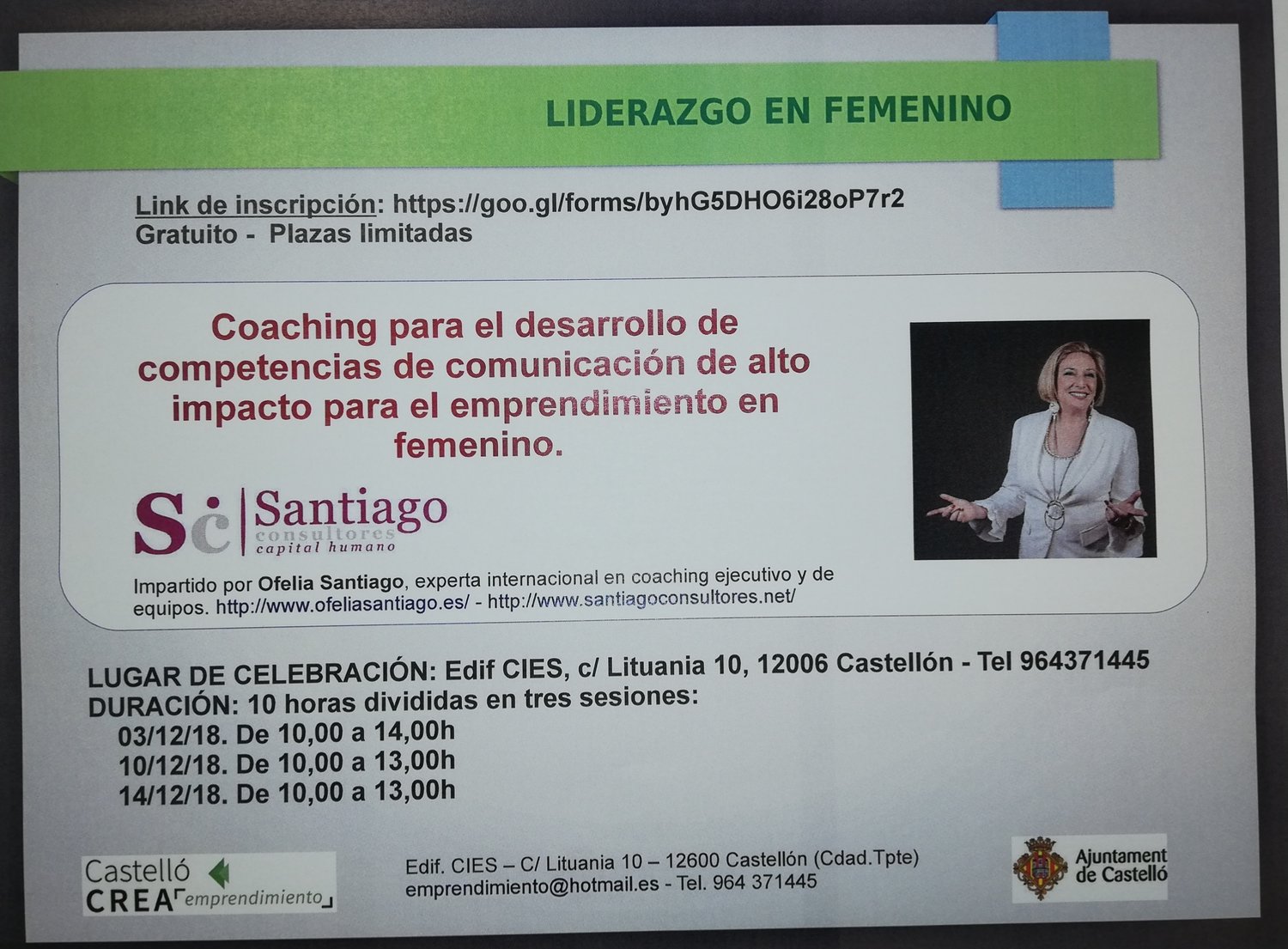 "Coaching para el desarrollo de competencias de Comunicaci�n de Alto impacto en femenino