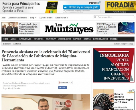 Foradia en la celebraci�n del 70 aniversario del Asociaci�n de Fabricantes de M�quina